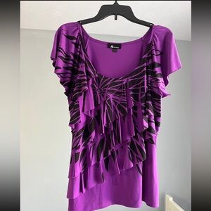 Purple short sleeve ruffle blouse